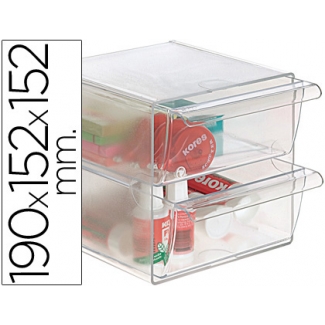 Archivo 2000 - Cubo organizador de armario, 2 cajones, color transparente