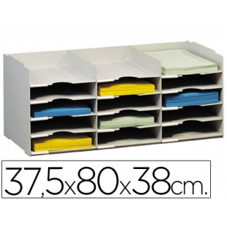 Archivador Fast-PaperFlow bloques sobreponibles color gris 15 casillas tamaño A4