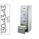 Archivador Fast-PaperFlow poliestireno 4 cajones para carpetas colg tamaño A4 modulo color gris cajones gris 130,8x43,7x43,5