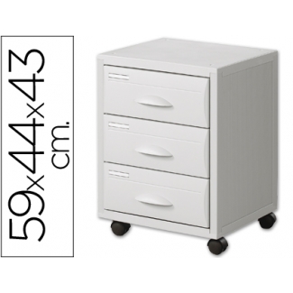 Archivador movil fast-paperflo poliestireno 3 cajones modulo color gris cajones gris 58,7x43,7x 43,5 cm cajones para archivo