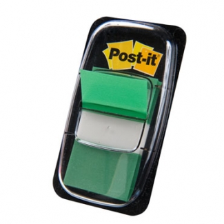 Post-it 680-3- Banderitas separadoras, color verde, dispensador de 50