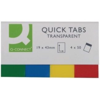 Q-Connect KF01225 - Banderitas separadoras transparentes, pack de 4 con 50 hojas