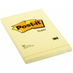 Post-it 662 - Bloc de notas adhesivas cuadriculado, 102 x 152 mm, colores amarillo, blocs de 100 hojas