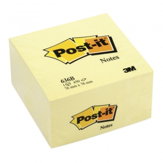 Post-it 636-B - Bloc de notas adhesivas, 76 x 76 mm, color amarillo, bloc de 450 hojas
