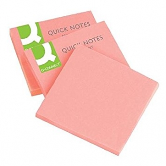 Q-Connect KF10516 - Bloc de notas adhesivas, 76 x 76 mm, color rosa fluorescente, bloc de 80 hojas