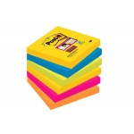 Post-it Super Sticky 654-6SS-RIO-EU - Bloc de notas adhesivas, 76 x 76 mm, colores Río de janeiro (amarillo, azul mediterráneo, naranja neón, rosa fucsia y verde neón), pack de 6 blocs de 90 hojas