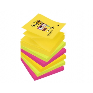 Post-it Super Sticky R330-6SS-RIO-EU - Bloc de notas adhesivas z-notes, 76 x 76 mm, colores Río de janeiro (2 amarillos, 2 rosas y 2 verdes), pack de 6 blocs de 90 hojas