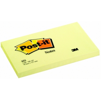 Post-it 655 - Bloc de notas adhesivas, 76 x 127 mm, color amarillo, bloc de 100 hojas