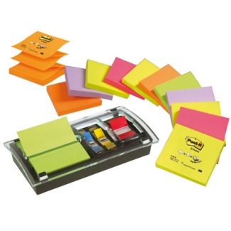 Post-it FT510102336 - Dispensador de notas adhesivas + 12 blocs de 100 hojas de 76 x 76 + 1 notas index gratis