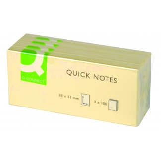 Q-Connect KF10500 - Bloc de notas adhesivas, 38 x 51 mm, color amarillo, bloc de 100 hojas