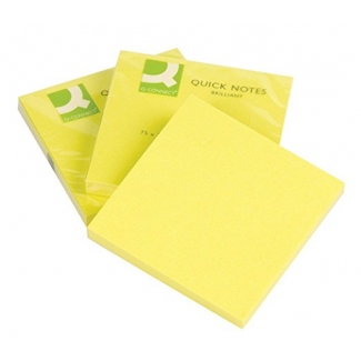 Q-Connect KF10514 - Bloc de notas adhesivas, 76 x 76 mm, color amarillo fluorescente, bloc de 80 hojas