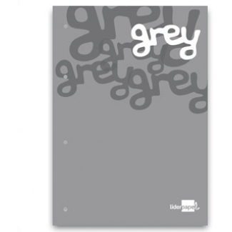 Liderpapel BR06 - Recambio para carpeta de anillas, tamaño A4, 100 hojas de 100 gr, 4 taladros, cuadrícula de 5 mm, con banda de color gris