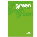 Liderpapel BR07 - Recambio para carpeta de anillas, tamaño A4, 100 hojas de 100 gr, 4 taladros, cuadrícula de 5 mm, con banda de color verde