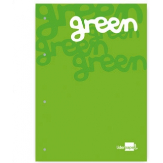 Liderpapel BR07 - Recambio para carpeta de anillas, tamaño A4, 100 hojas de 100 gr, 4 taladros, cuadrícula de 5 mm, con banda de color verde
