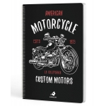 Bloc espiral Camaleon tamaño A4 tapa dura plastificada cuadrícula de 4mm 80 hojas de 80 gr/m2 American Motorcicle