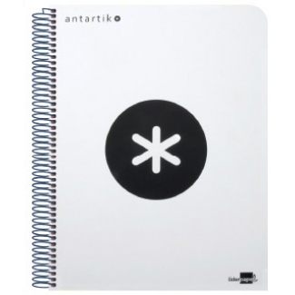 Liderpapel Antartik KE59 - Bloc espiral, tamaño A5, tapa dura, 80 hojas de 100 gr, rayado horizontal, con margen, color blanco