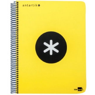 Liderpapel Antartik KE57 - Bloc espiral, tamaño A5, tapa dura, 80 hojas de 100 gr, rayado horizontal, con margen, color amarillo fluorescente