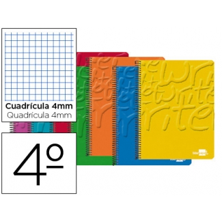 Liderpapel BX01 - Bloc espiral, tamaño A5, tapa blanda, 40 hojas de 75 gr, cuadrícula de 4 mm, con margen, colores surtidos