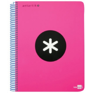 Bloc espiral Liderpapel tamaño folio antartik tapa extradura 80 hojas 100 gr/m2 horizontal con margencolor color rosa fluorescente