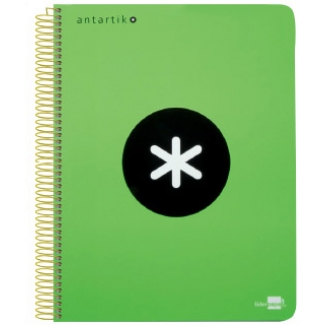 Bloc espiral Liderpapel tamaño folio antartik tapa extradura 80 hojas 100 gr/m2 horizontal con margencolor color verde fluorescente