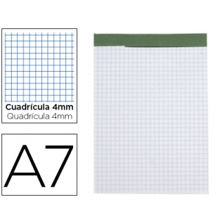 Liderpapel BN15 - Bloc de notas, A7, cuadrícula de 4 mm, perforado, sin tapa, 80 hojas de 60 gramos