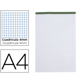 Liderpapel BN21 - Bloc de notas, A4, cuadrícula de 4 mm, perforado, sin tapa, 80 hojas de 60 gramos