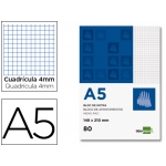 Liderpapel BN03 - Bloc de notas, A5, cuadrícula de 4 mm, perforado, 80 hojas de 60 gramos