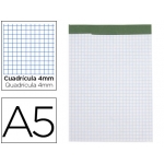 Liderpapel BN19 - Bloc de notas, A5, cuadrícula de 4 mm, perforado, sin tapa, 80 hojas de 60 gramos