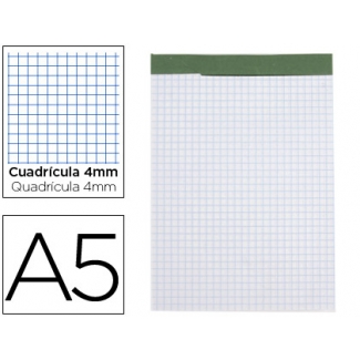 Liderpapel BN19 - Bloc de notas, A5, cuadrícula de 4 mm, perforado, sin tapa, 80 hojas de 60 gramos