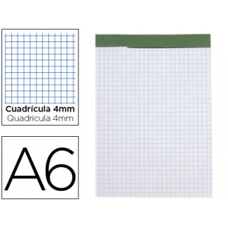 Liderpapel BN17 - Bloc de notas, A6, cuadrícula de 4 mm, perforado, sin tapa, 80 hojas de 60 gramos