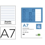 Liderpapel BN11 - Bloc de notas, A7, rayado horizontal, perforado, 80 hojas de 60 gramos