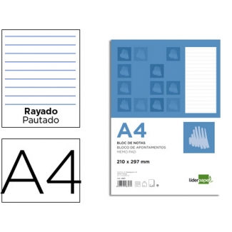 Liderpapel BN14 - Bloc de notas, A4, rayado horizontal, perforado, 80 hojas de 60 gramos