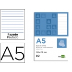 Liderpapel BN13 - Bloc de notas, A5, rayado horizontal, perforado, 80 hojas de 60 gramos