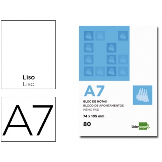Liderpapel BN10 - Bloc de notas, A7, liso, perforado, 80 hojas de 60 gramos