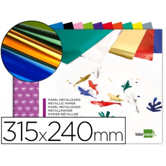 Liderpapel TM13 - Bloc de trabajos manuales, papel metalizado, 240 mm x 315 mm, 10 hojas, colores surtidos