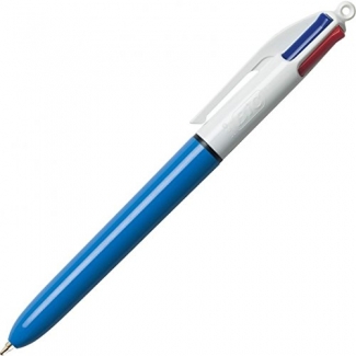 Bic 801867 - Bolígrafo 4 colores, tinta de aceite, punta redonda de 1 mm, cuerpo de color azul, tinta azul, negro, rojo y verde