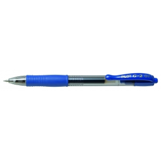 Pilot G-2 - Bolígrafo de tinta de gel, punta redonda de 0,7 mm, retráctil, sujeción de caucho, color azul