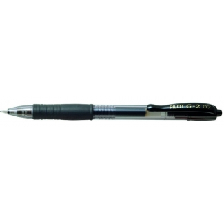 Pilot G-2 - Bolígrafo de tinta de gel, punta redonda de 0,7 mm, retráctil, sujeción de caucho, color negro