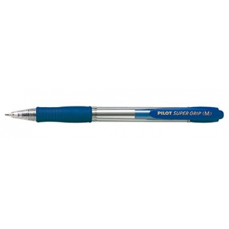 Pilot Super Grip - Bolígrafo de tinta de aceite, punta redonda de 1 mm, retráctil, sujeción de caucho, color azul