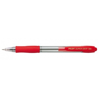 Pilot Super Grip - Bolígrafo de tinta de aceite, punta redonda de 1 mm, retráctil, sujeción de caucho, color rojo