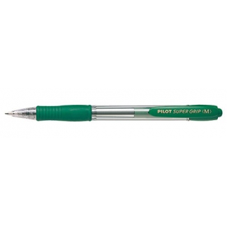 Pilot Super Grip - Bolígrafo de tinta de aceite, punta redonda de 1 mm, retráctil, sujeción de caucho, color verde