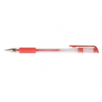 Q-Connect KF21718 - Bolígrafo con tinta de gel, punta redonda de 0,7 mm, sujeción de caucho, color rojo