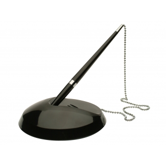 Q-Connect KF00233 - Bolígrafo extensible con peana, punta redonda de 1 mm, peana y bolígrafo color negro, tinta azul