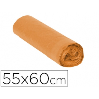 Csp - Bolsa de basura, medida 550 x 600 mm, 23 litros, galga de 120, rollo de 15 bolsas, con cierre fácil, color naranja