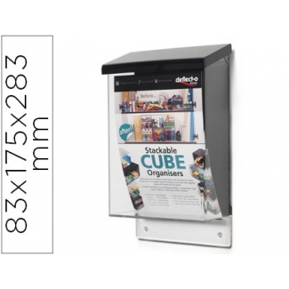 Buzon archivo para correspondencia color cristal transparente con tapa negra 83x175x283 mm