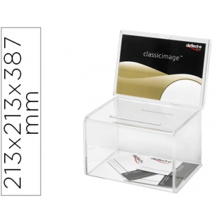 Buzon de sugerencias archivo color cristal transparente 213x213x387 mm