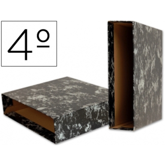 Liderpapel CZ06 - Caja para archivador, tamaño cuarto apaisado, lomo ancho, color negro jaspeado