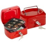 Q-Connect KF04247 - Caja de caudales, 152 x 80 x 115 mm, color rojo