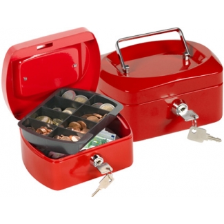 Q-Connect KF04247 - Caja de caudales, 152 x 80 x 115 mm, color rojo