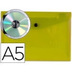 Liderpapel DS22 - Dossier con broche, A5, 180 micras, capacidad para 50 hojas, color amarillo transparente